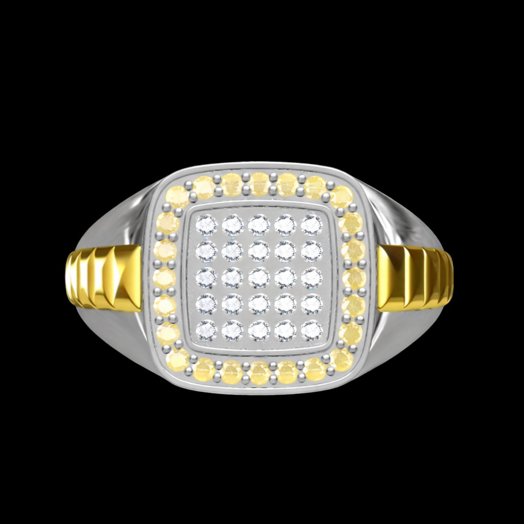 Private Listing for Sheri - champagne and colorless moissanite mens ring, wide gold band, class ring - J Hollywood Designs