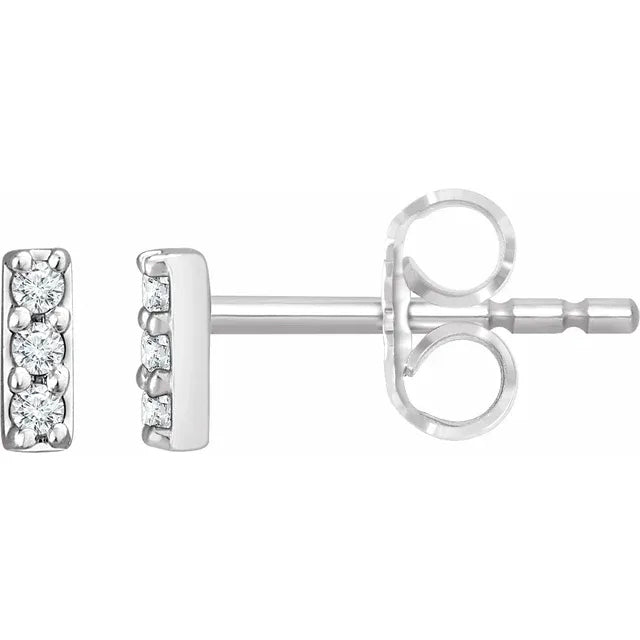 Petite bar shaped diamond earrings side