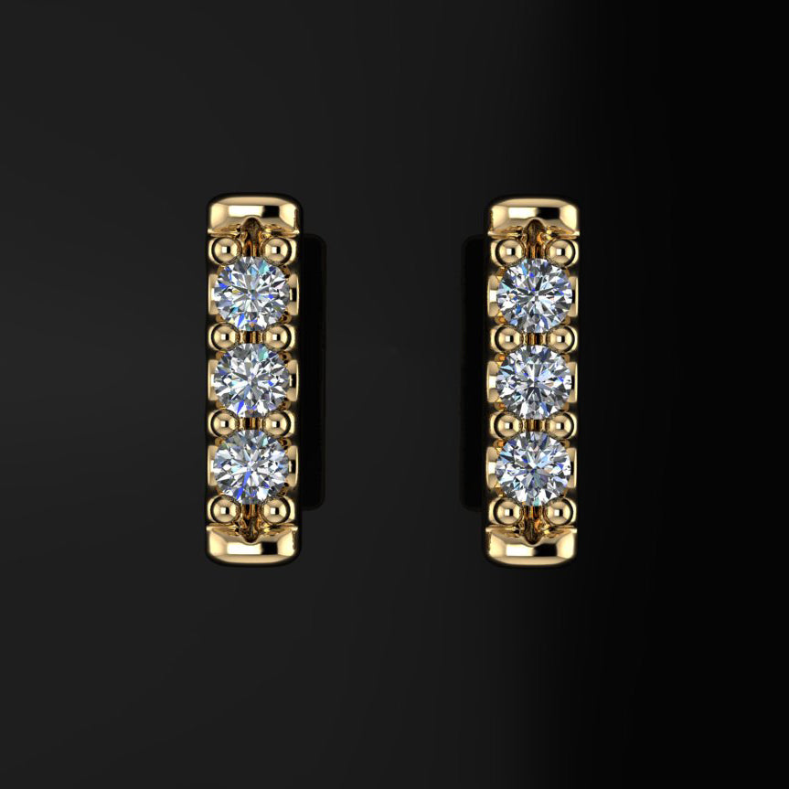 remi earrings - genuine diamond earrings - small diamond bar earrings, petite earrings - J Hollywood Designs