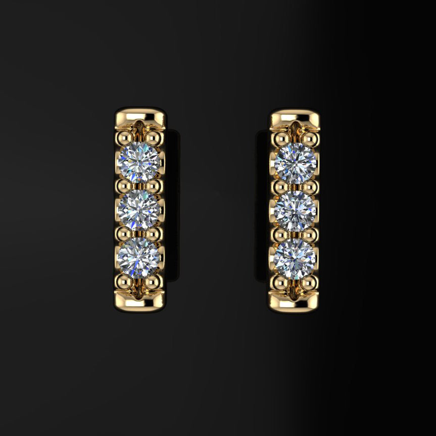 Petite bar shaped diamond earrings