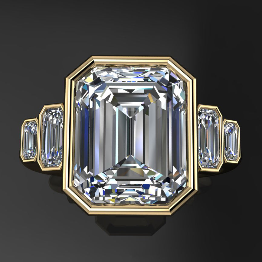 3.5 carat emerald moissanite 5 stone ring 