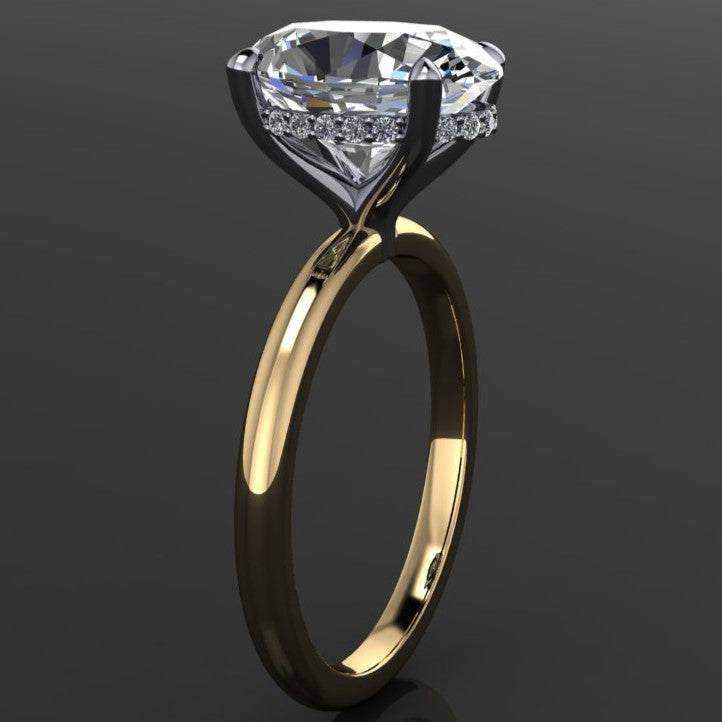 3 carat elongated oval cut ZAYA moissanite engagement ring - naked shay ring, diamond side halo - J Hollywood Designs