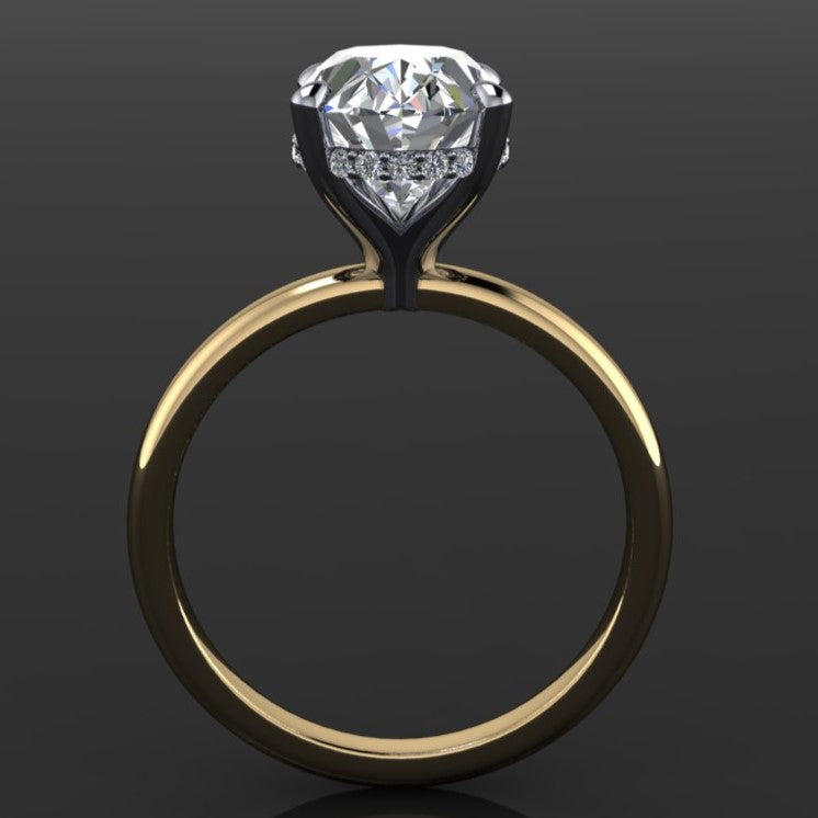 3 carat elongated oval cut ZAYA moissanite engagement ring - naked shay ring, diamond side halo - J Hollywood Designs