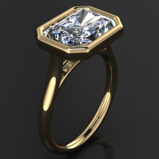 4 carat lab grown diamond radiant cut engagement ring, naked halle ring - J Hollywood Designs