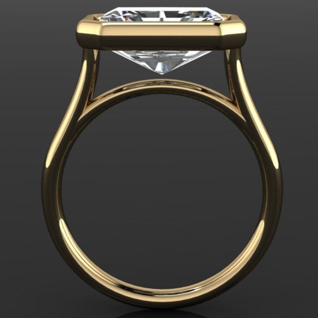 4 carat lab grown diamond radiant cut engagement ring, naked halle ring - J Hollywood Designs