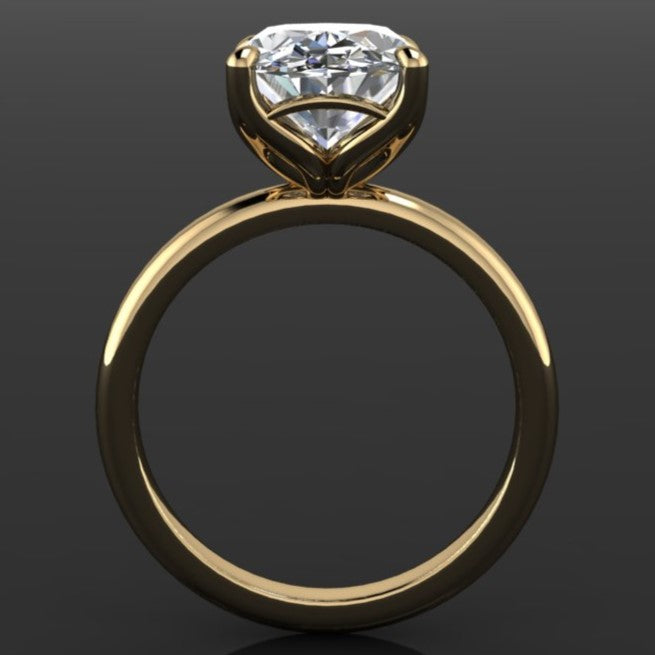 3 carat elongated oval lab grown diamond engagement ring - solitaire engagement ring - J Hollywood Designs