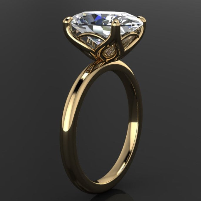 3 carat elongated oval lab grown diamond engagement ring - solitaire engagement ring - J Hollywood Designs