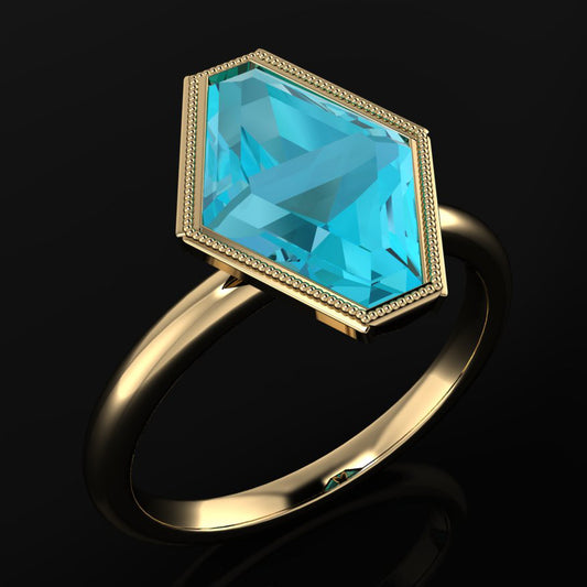 3.4 carat teal shield ring angle