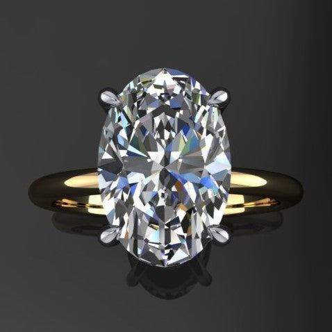 4 carat elongated oval cut ZAYA moissanite engagement ring - naked shay ring - J Hollywood Designs