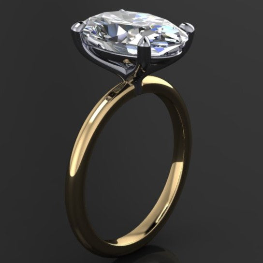 4 carat elongated oval cut ZAYA moissanite engagement ring - naked shay ring - J Hollywood Designs