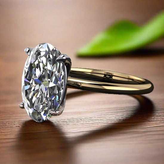 4 carat elongated oval cut ZAYA moissanite engagement ring - naked shay ring - J Hollywood Designs