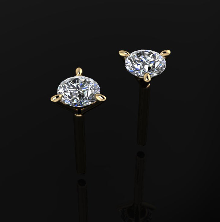petite stud earrings, moissanite 14k gold stud earrings - J Hollywood Designs