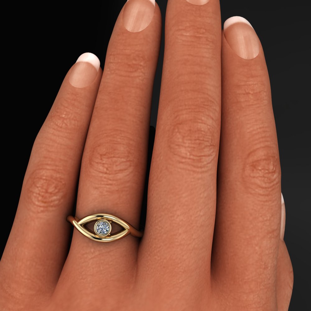 Cable Collectibles Evil Eye Pinky Ring in 18K Yellow Gold with Pavé, 9.7mm  | David Yurman