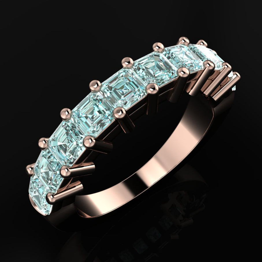 bette ring - 10 stone teal moissanite anniversary band - J Hollywood Designs