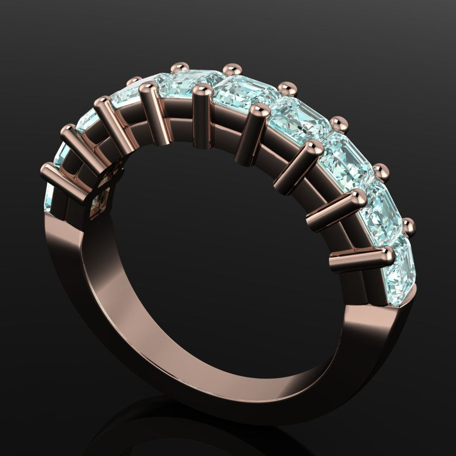 bette ring - 10 stone teal moissanite anniversary band - J Hollywood Designs