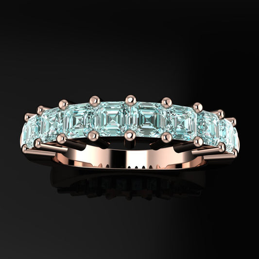 bette ring - 10 stone teal moissanite anniversary band - J Hollywood Designs