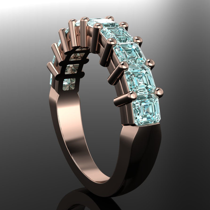 bette ring - 10 stone teal moissanite anniversary band - J Hollywood Designs