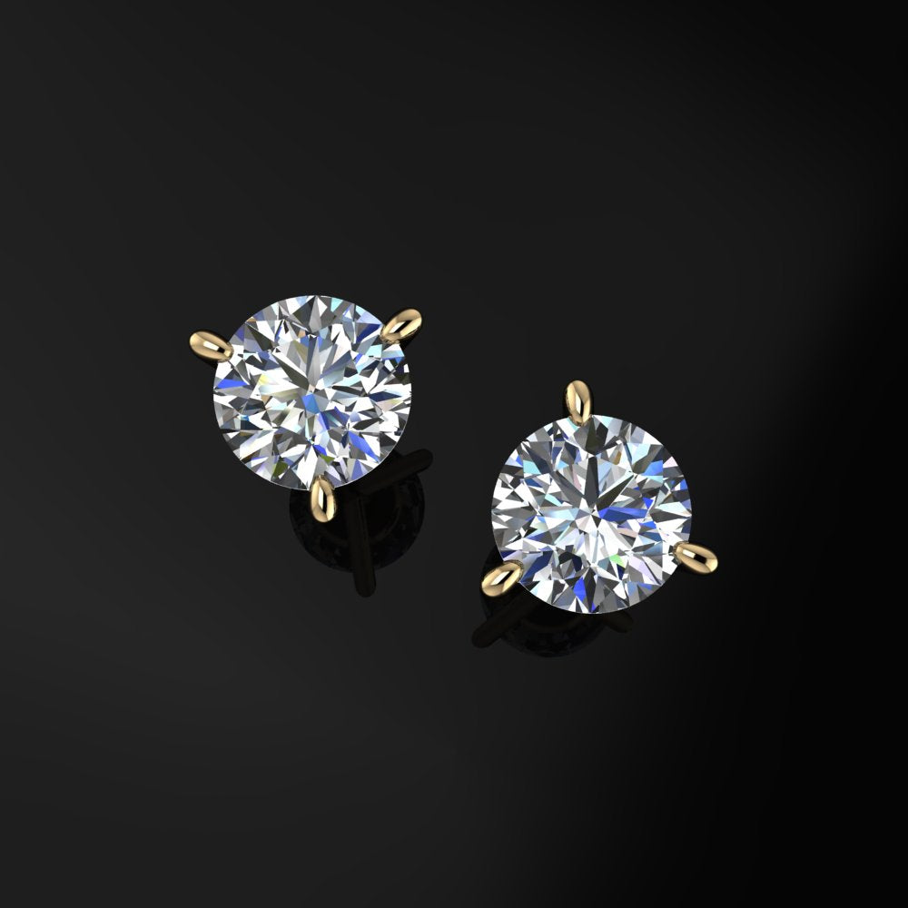 1 carat stud earrings, moissanite 14k gold stud earrings - J Hollywood Designs