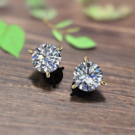 1 carat stud earrings, moissanite 14k gold stud earrings - J Hollywood Designs