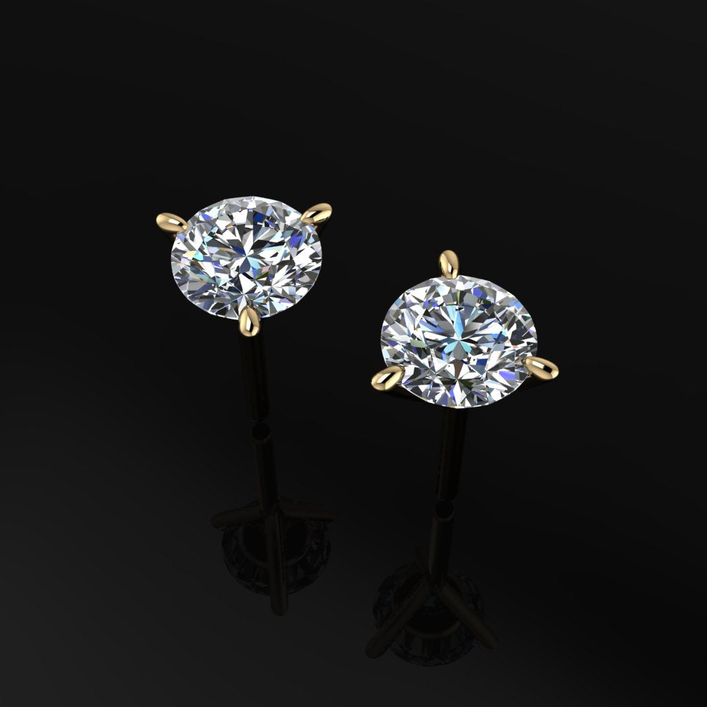 1 carat stud earrings, moissanite 14k gold stud earrings - J Hollywood Designs