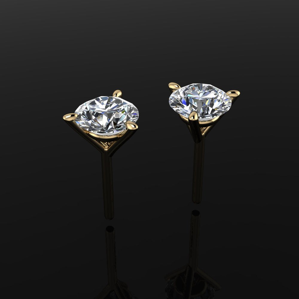 1 carat stud earrings, moissanite 14k gold stud earrings - J Hollywood Designs