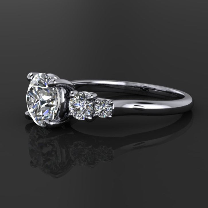 cathedral eden ring - 2 carat NEO moissanite engagement ring, 5 stone anniversary band - J Hollywood Designs