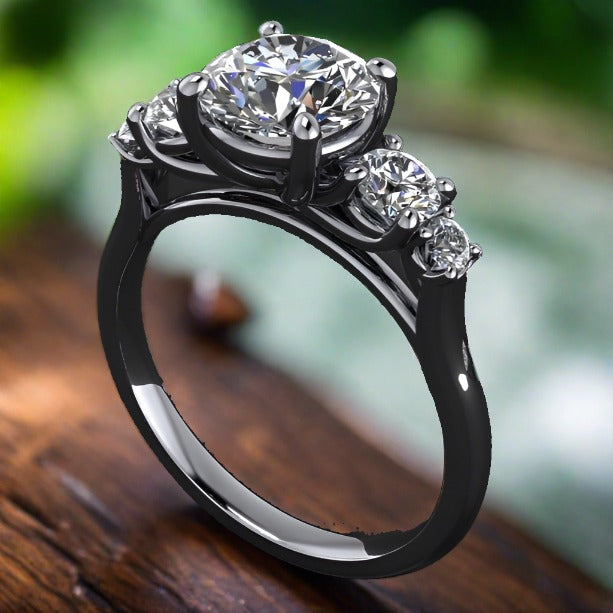 cathedral eden ring - 2 carat NEO moissanite engagement ring, 5 stone anniversary band - J Hollywood Designs