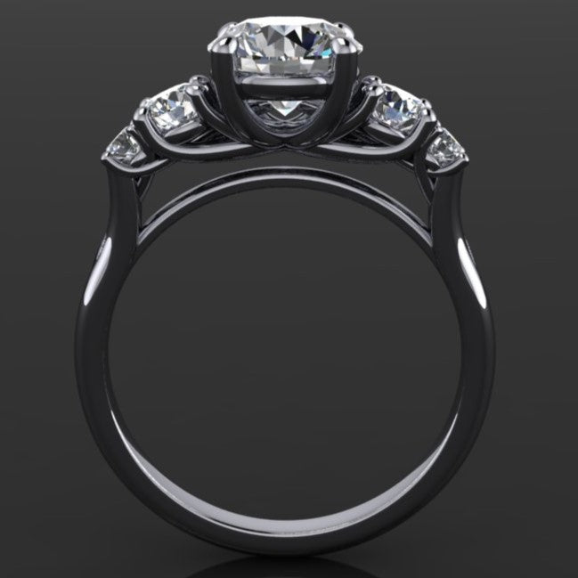 cathedral eden ring - 2 carat NEO moissanite engagement ring, 5 stone anniversary band - J Hollywood Designs