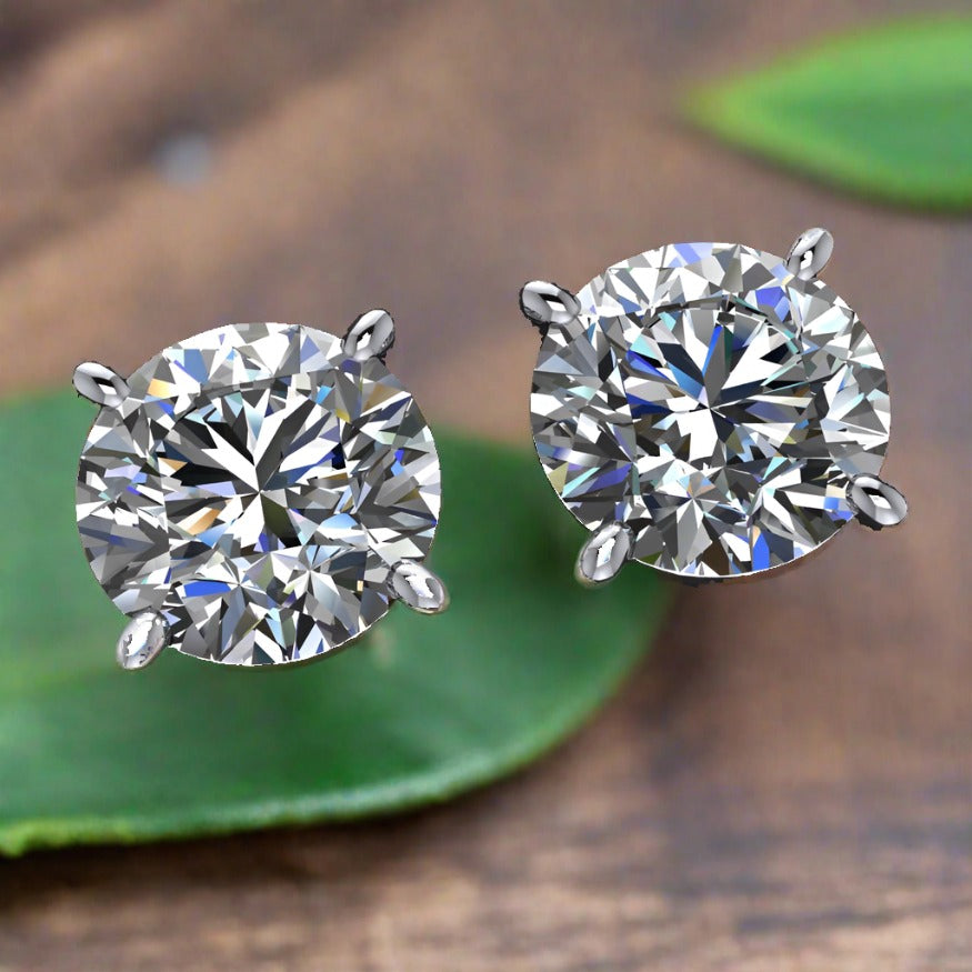 1 carat moissanite earrings, sterling silver stud earrings, NEO Moissanite - J Hollywood Designs