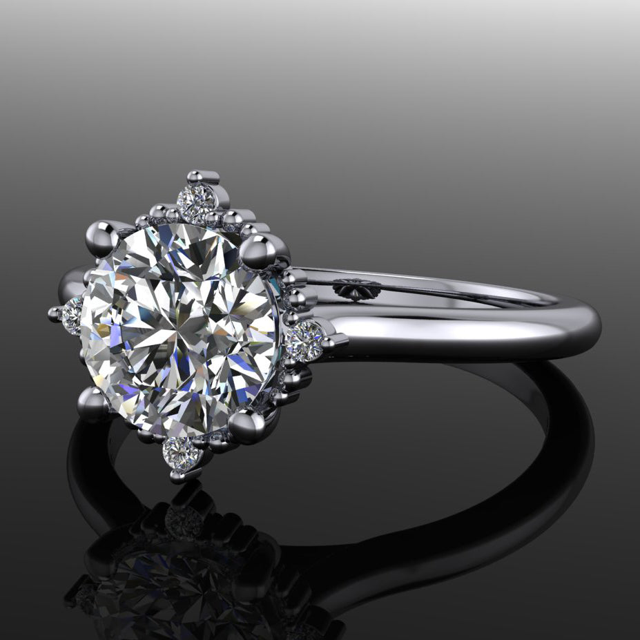 delilah ring - 1 carat moissanite halo engagement ring, NEO moissanite ring, diamond halo - J Hollywood Designs