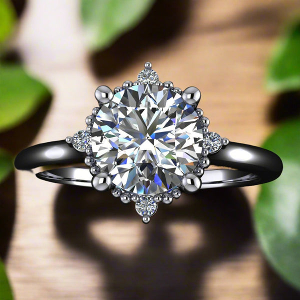 delilah ring carat moissanite halo engagement ring, NEO moissanite  ring, diamond halo