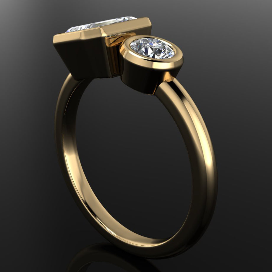 xena ring - 2 stone band ring, moissanite ring, moi et toi ring - J Hollywood Designs