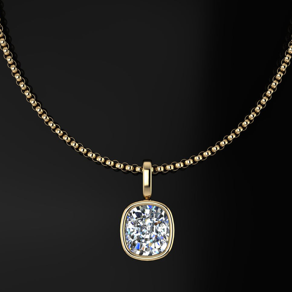 kat pendant - 2 carat cushion moissanite necklace, ZAYA moissanite - J Hollywood Designs