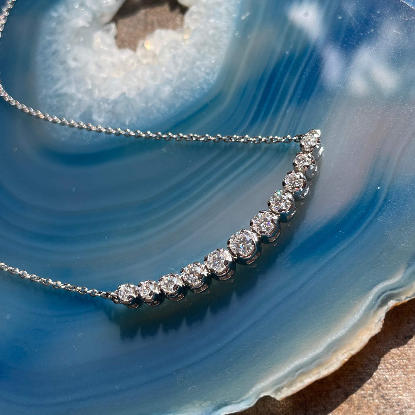 1.5 carat moissanite necklace, platinum necklace, ZAYA moissanite - beth necklace - J Hollywood Designs