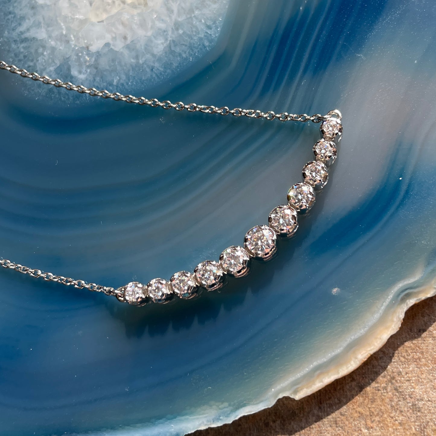 1.5 carat moissanite necklace, platinum necklace, ZAYA moissanite - beth necklace - J Hollywood Designs