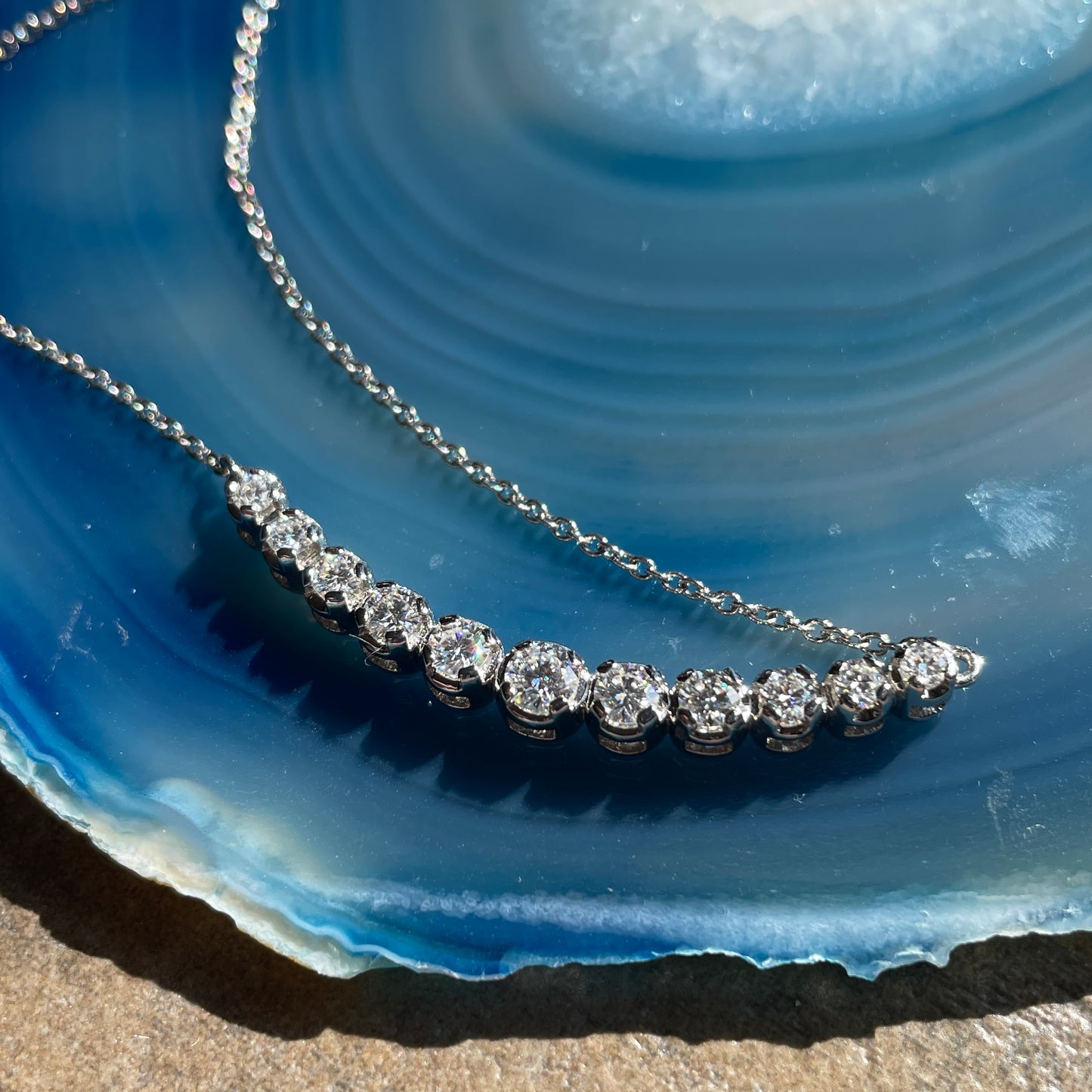 1.5 carat moissanite necklace, platinum necklace, ZAYA moissanite - beth necklace - J Hollywood Designs