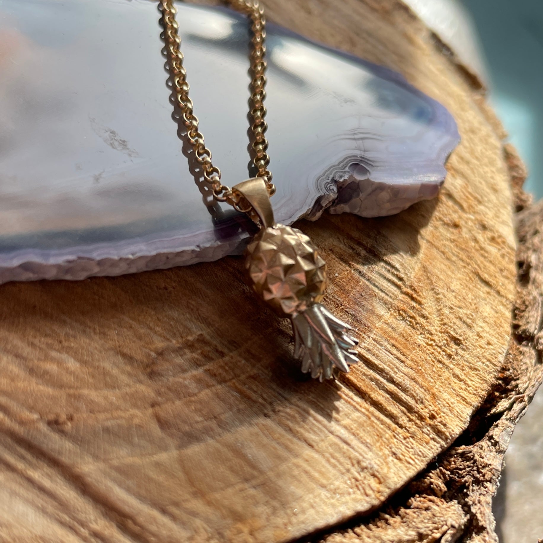 pineapple necklace - petite pineapple pendant, upside down pineapple