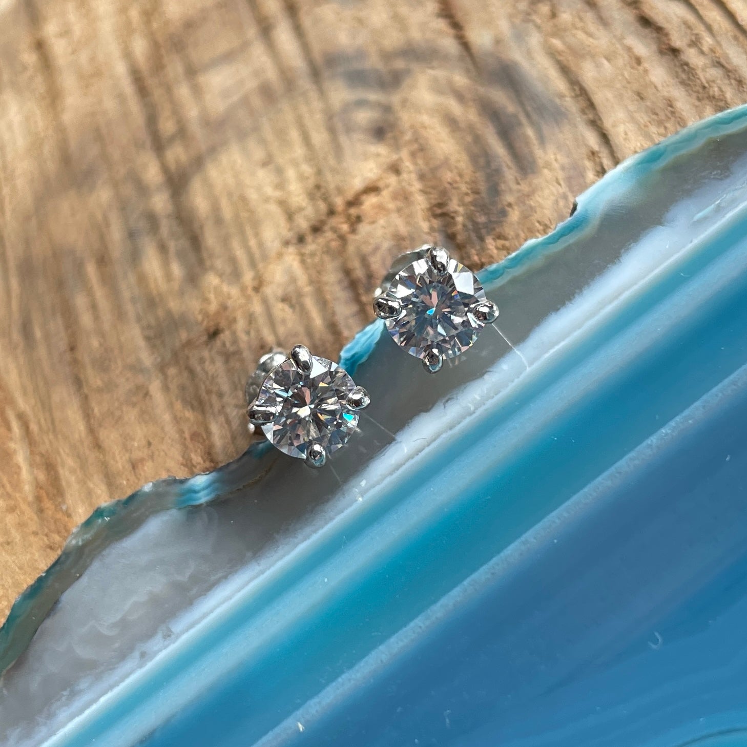 1 carat moissanite earrings, sterling silver stud earrings, NEO Moissanite - J Hollywood Designs