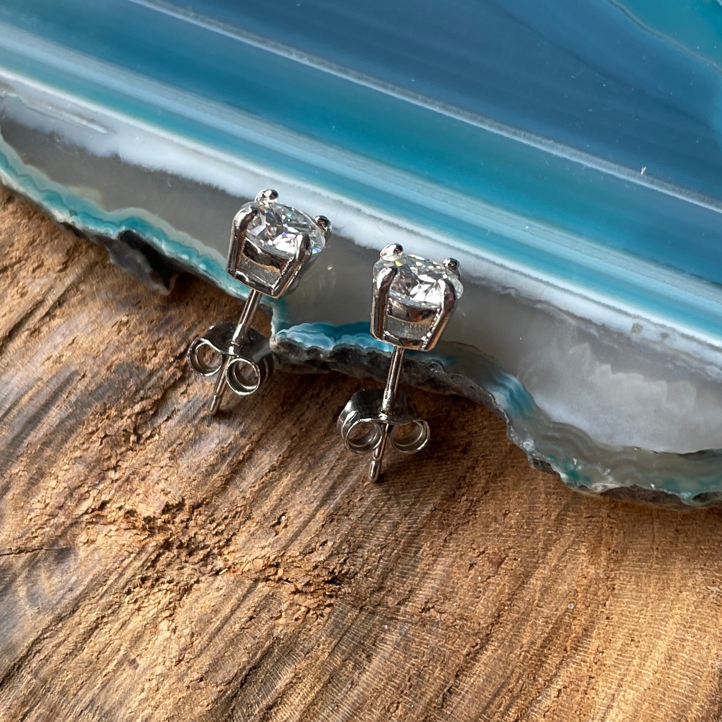 1 carat moissanite earrings, sterling silver stud earrings, NEO Moissanite - J Hollywood Designs
