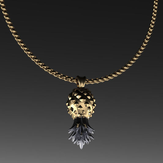 pineapple necklace - petite pineapple pendant, upside down pineapple - J Hollywood Designs