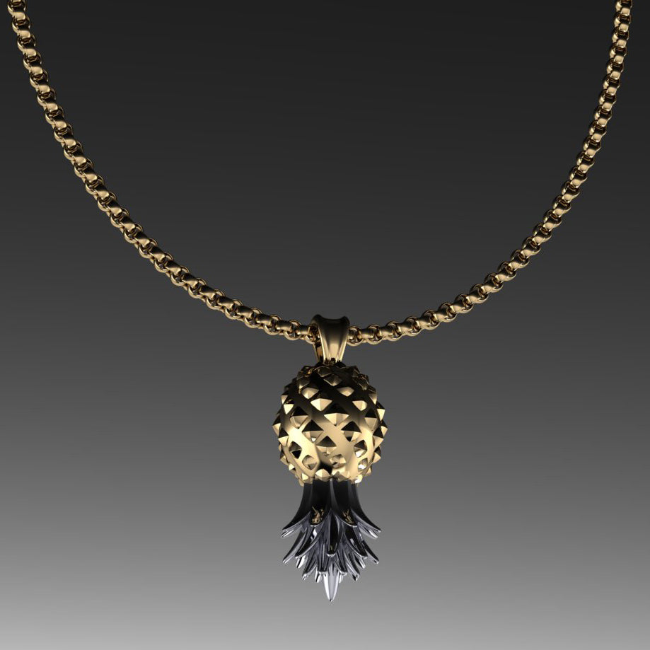 pineapple necklace - petite pineapple pendant, upside down pineapple - J Hollywood Designs
