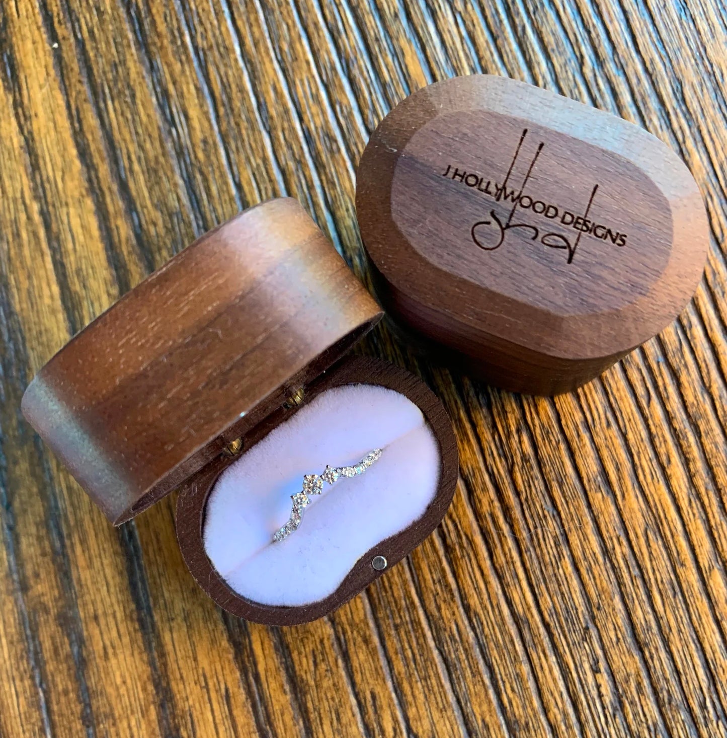 wooden ring box - handmade wood and velvet box – J Hollywood Designs