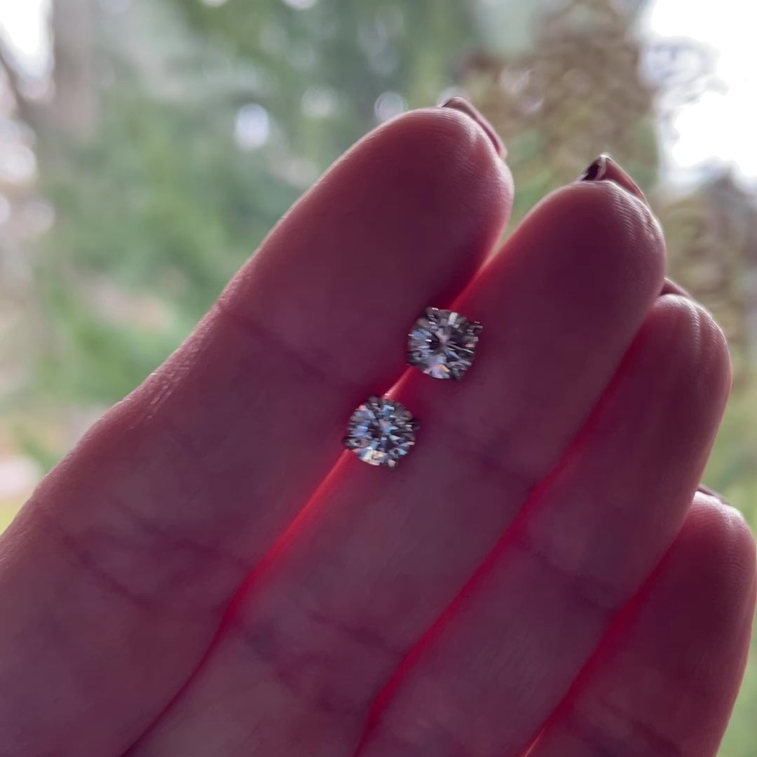 video of 1 carat moissanite earrings, sterling silver stud earrings, NEO Moissanite - J Hollywood Designs
