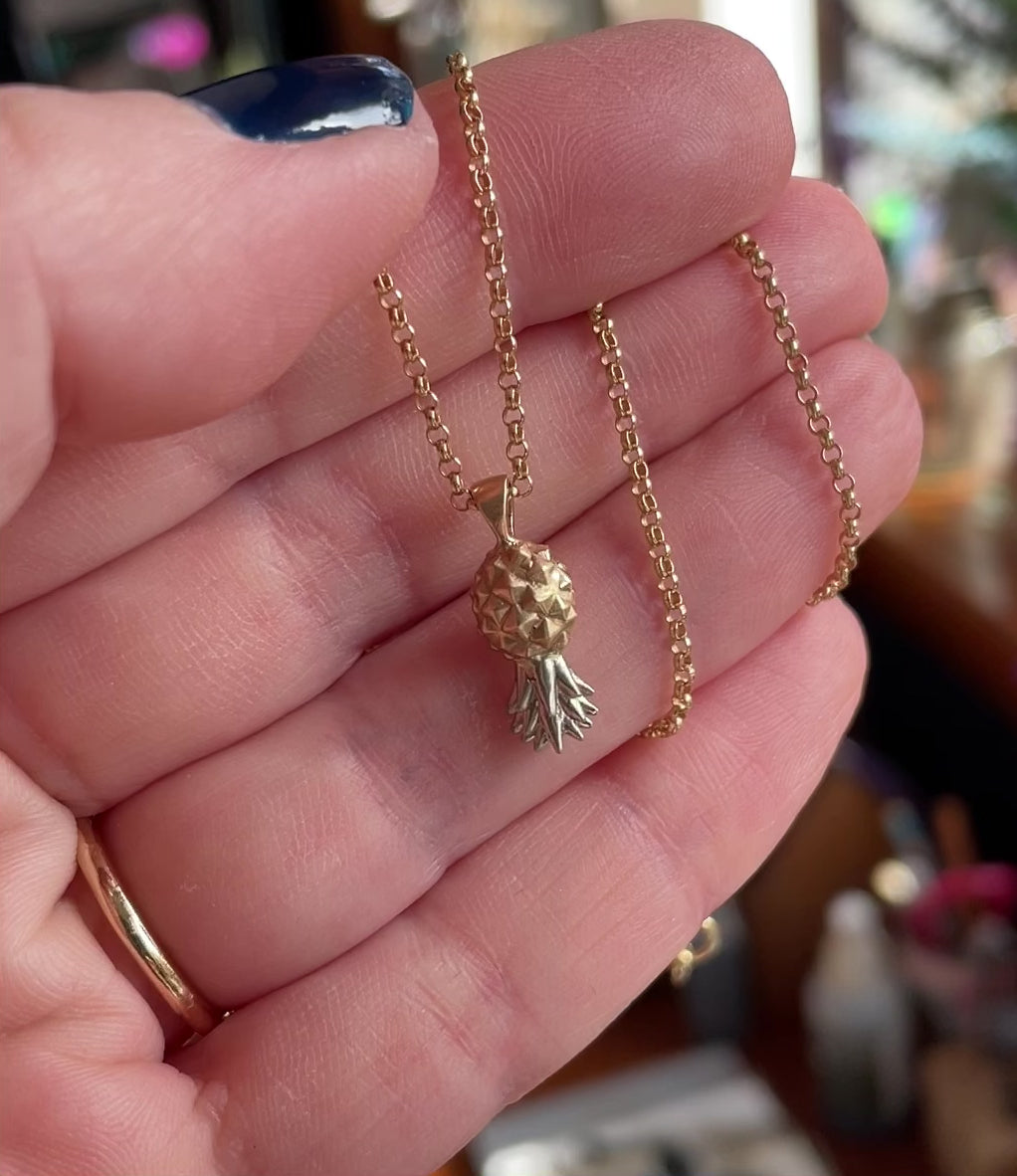 pineapple necklace - petite pineapple pendant, upside down pineapple