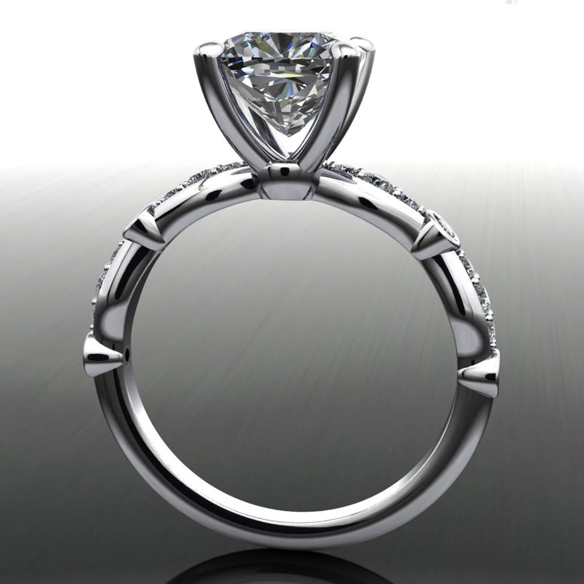 amelia ring - 2 carat cushion cut NEO moissanite engagement ring, colorless moissanite - J Hollywood Designs