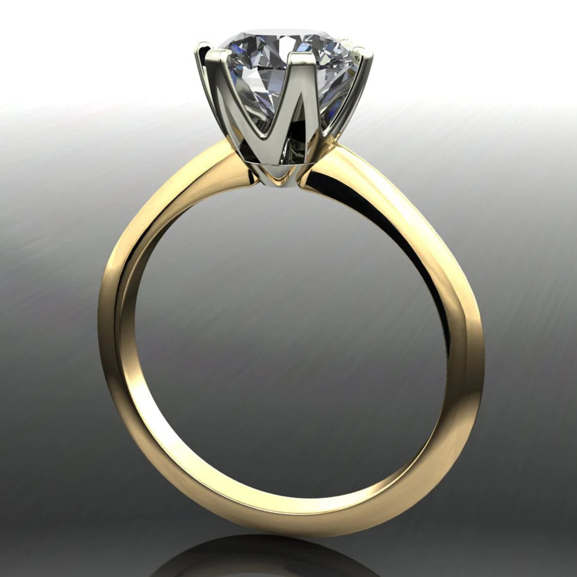 isabelle ring - 1 carat diamond cut round NEO moissanite engagement ring, two tone engagement ring - J Hollywood Designs