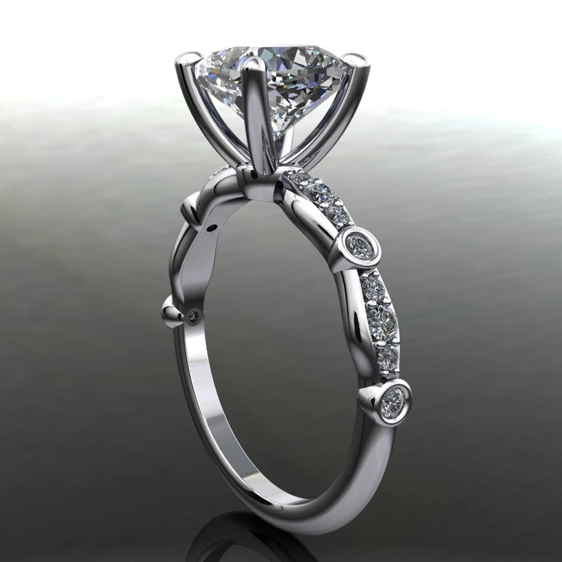 amelia ring - 2 carat cushion cut NEO moissanite engagement ring, colorless moissanite - J Hollywood Designs