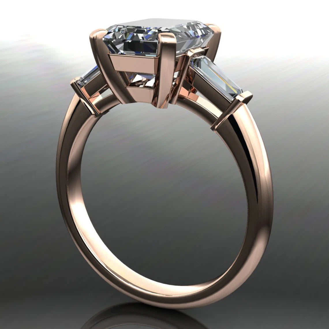 laurel ring – 2.5 carat emerald cut NEO moissanite engagement ring, baguette ring - J Hollywood Designs