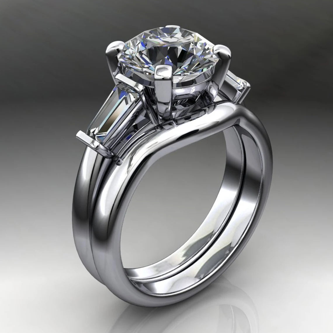 laurel ring – 2 carat round forever one moissanite engagement ring, diamonds - J Hollywood Designs