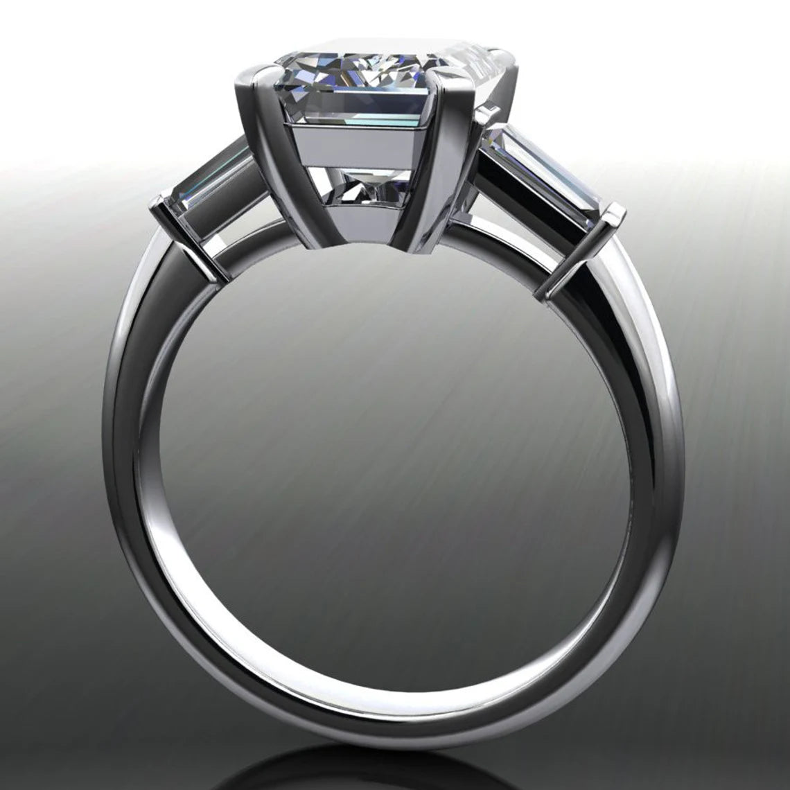 laurel ring – 2.5 carat emerald cut NEO moissanite engagement ring, baguette ring - J Hollywood Designs
